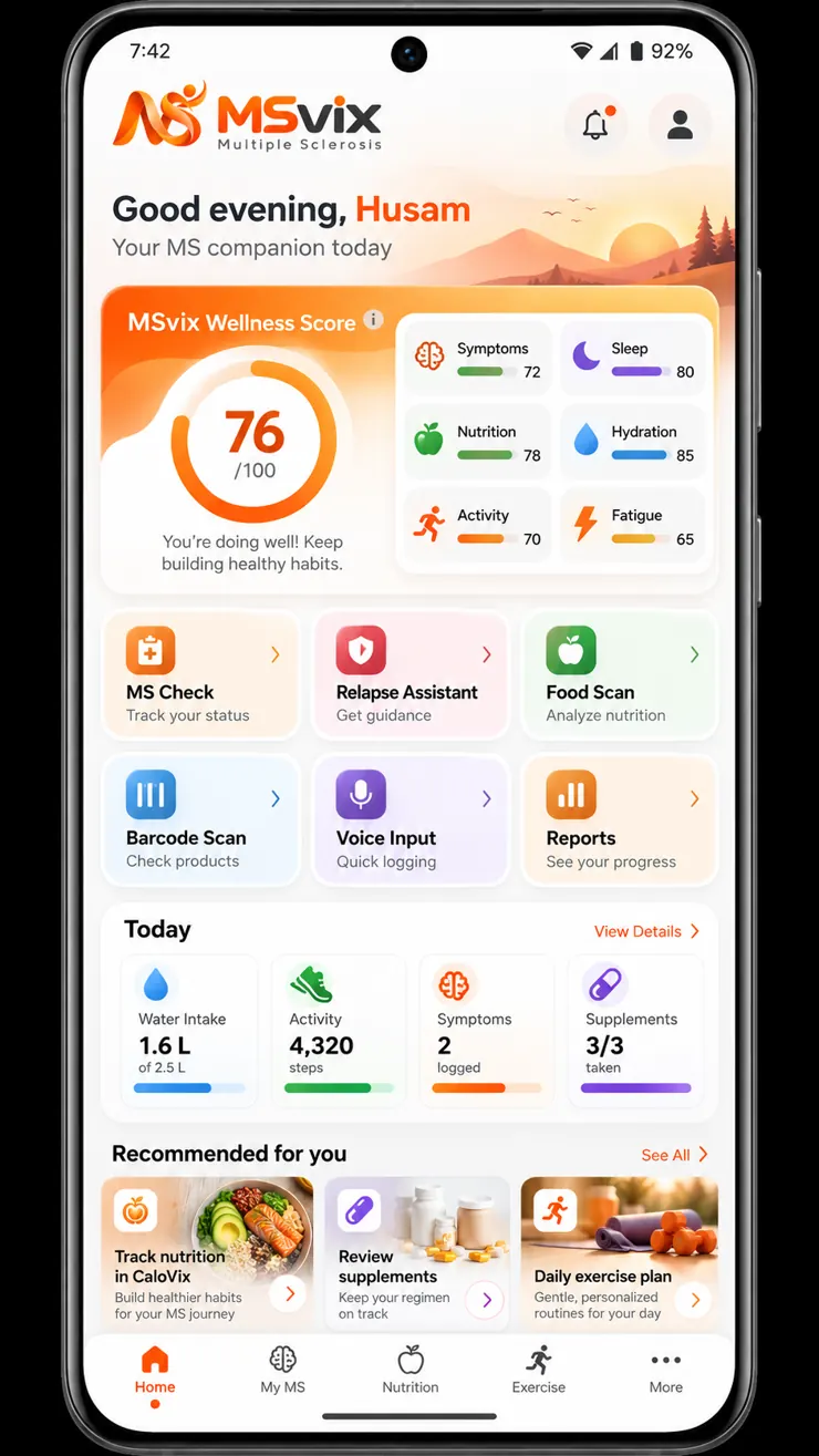 MSvix Android dashboard interface